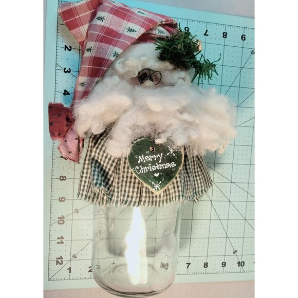Handcrafted Santa Mason Jar Christmas Candy Shabby Cottagecore Grannycore - Picture 4 of 8